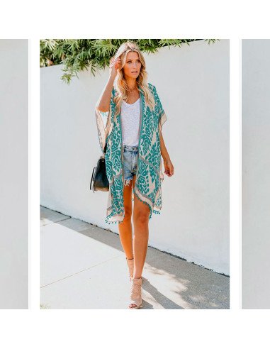 Pareo para dama al mayoreo ofrece LHESH – ID 45269 blanco/verde