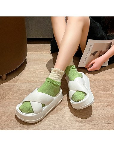 Sandalias blancas para dama al Mayoreo en LHESH