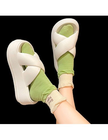 Sandalias blancas para dama al Mayoreo en LHESH