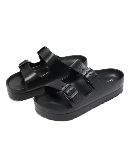 Sandalia de dama con suela gruesa y hebilla al Mayoreo en LHESH