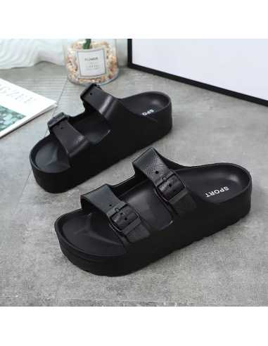 Sandalia de dama con suela gruesa y hebilla al Mayoreo en LHESH