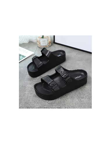 Sandalia de dama con suela gruesa y hebilla al Mayoreo en LHESH