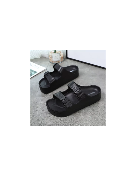 Sandalia de dama con suela gruesa y hebilla al Mayoreo en LHESH