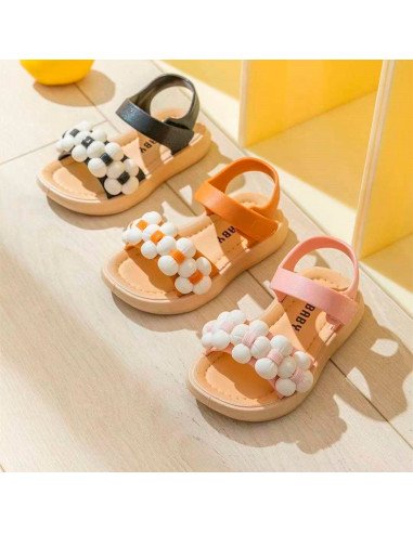 Huarache para niña con Adornos de Bolas Importadas al Por Mayor en LHESH