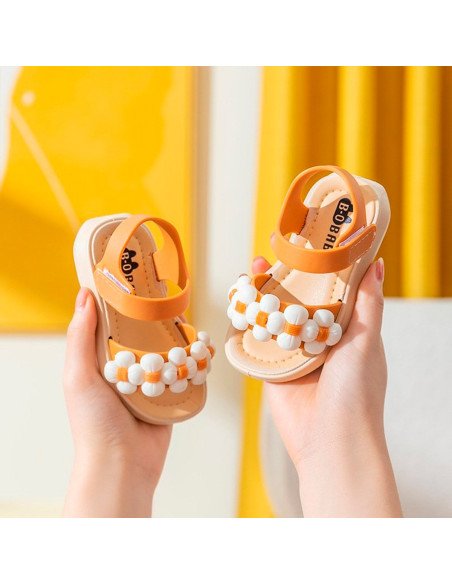 Huarache para niña con Adornos de Bolas Importadas al Por Mayor en LHESH