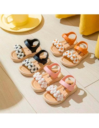 Huarache para niña con Adornos de Bolas Importadas al Por Mayor en LHESH