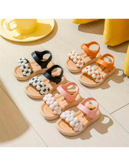 Huarache para niña con Adornos de Bolas Importadas al Por Mayor en LHESH