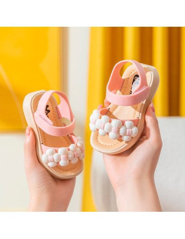 Huarache para niña con Adornos de Bolas Importadas al Por Mayor en LHESH