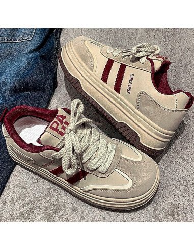 Tenis Plataforma Elegantes | Diseño en Beige y Burdeos en LHESH