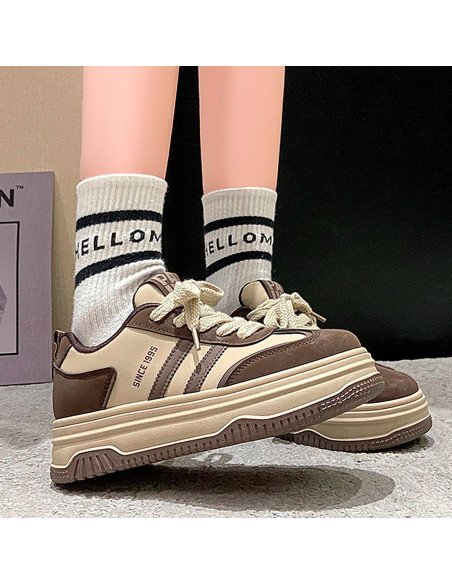 Tenis Plataforma Modernos | Diseño en Tonos Beige y café