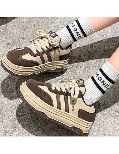 Tenis Plataforma Modernos | Diseño en Tonos Beige y café