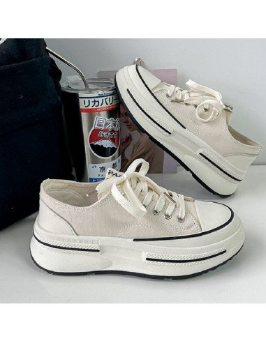 Tenis Plataforma Minimalistas | Diseño en Blanco/Beige en LHESH