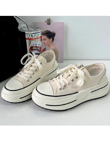 Tenis Plataforma Minimalistas | Diseño en Blanco/Beige en LHESH