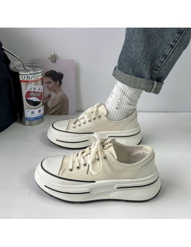 Tenis Plataforma Minimalistas | Diseño en Blanco/Beige en LHESH