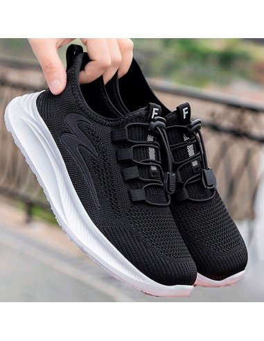 Tenis deportivos negros con ajuste rápido y suela ligera | LHESH