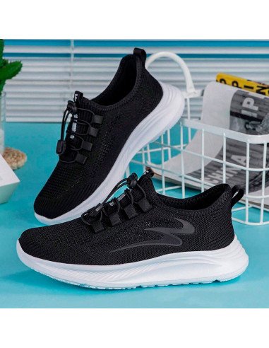 Tenis deportivos negros con ajuste rápido y suela ligera | LHESH