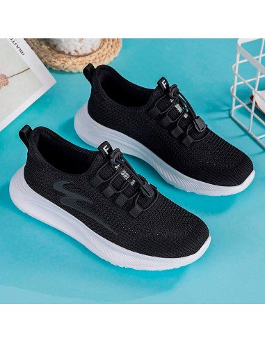 Tenis deportivos negros con ajuste rápido y suela ligera | LHESH