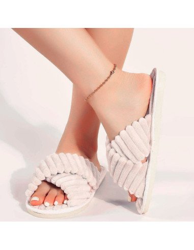 Pantuflas de felpa para dama al mayoreo en LHESH