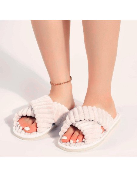 Pantuflas de felpa para dama al mayoreo en LHESH