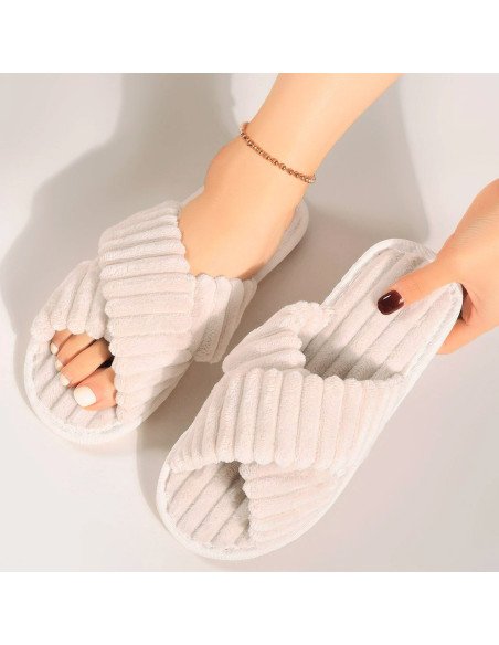 Pantuflas de felpa para dama al mayoreo en LHESH