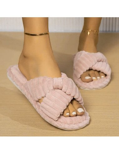 Pantuflas de felpa acanalada, elegantes y cómodas | LHESH