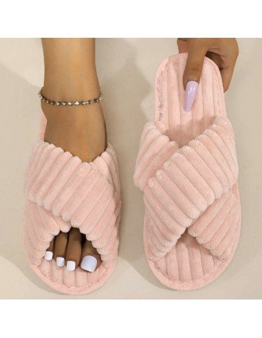 Pantuflas de felpa acanalada, elegantes y cómodas | LHESH
