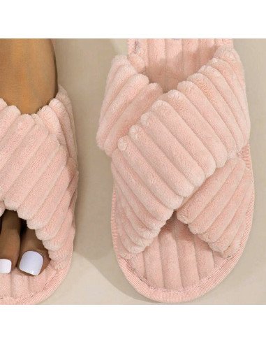 Pantuflas de felpa acanalada, elegantes y cómodas | LHESH