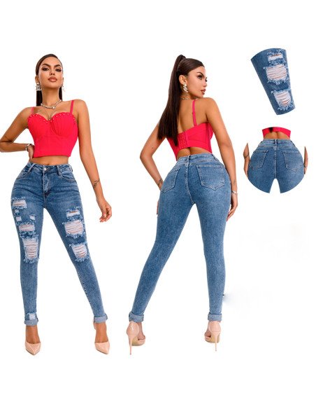 Jeans de Mezclilla Ajustados para mujer Mayoreo en LHESH